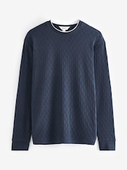 Navy Blue Long Sleeve Mock Layer T-Shirt - Image 5 of 7
