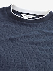 Navy Blue Long Sleeve Mock Layer T-Shirt - Image 6 of 7