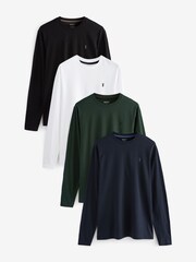 Light Grey/Charcoal/Khaki/Dark Orange Long Sleeve Stag T-Shirts 4 Pack - Image 1 of 15