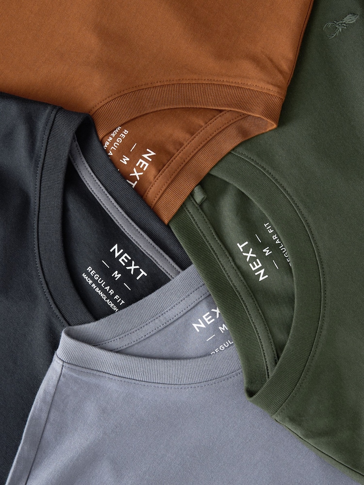 Light Grey/Charcoal/Khaki/Dark Orange Long Sleeve Stag T-Shirts 4 Pack - Image 15 of 15