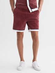 Reiss Rust Fielder Relaxed Fit Elasticated Chenille Shorts - Image 1 of 5