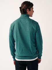 Green Textured Long Sleeve Zip Neck Jumper - Image 3 of 9