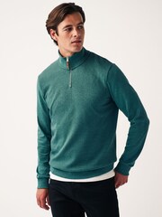 Green Textured Long Sleeve Zip Neck Jumper - Image 4 of 9