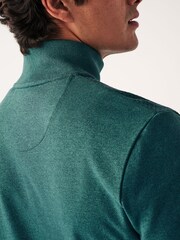 Green Textured Long Sleeve Zip Neck Jumper - Image 6 of 9