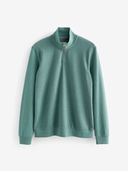 Green Textured Long Sleeve Zip Neck Jumper - Image 7 of 9