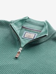 Green Textured Long Sleeve Zip Neck Jumper - Image 8 of 9