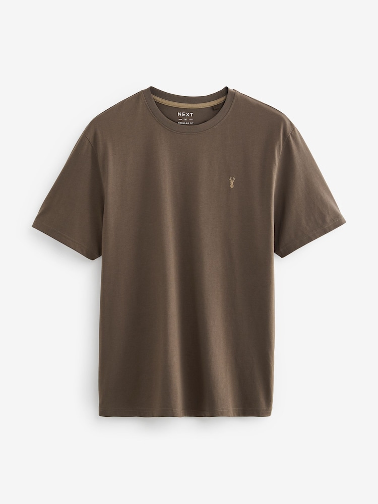 Stone/ Light Blue/ Charcoal Grey/ Mushroom Brown Regular Fit T-Shirts 4 Pack - Image 5 of 14