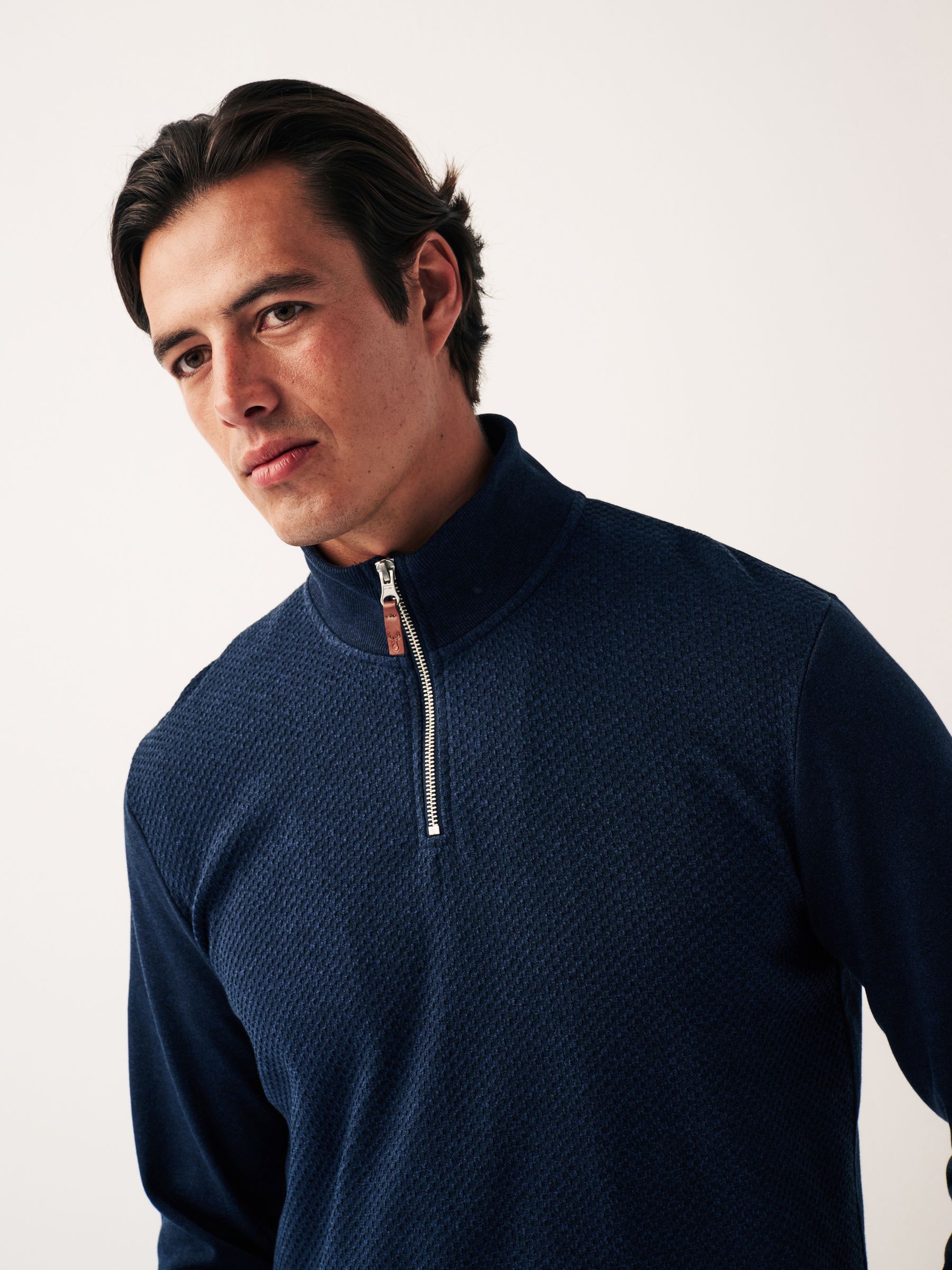 Buy Navy Blue Jersey Cotton Rich Quarter Zip Sweatshirt from