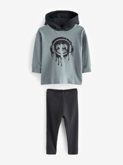 Blue/Black Long Sleeve Hoodie and Leggings Set (3mths-7yrs) - Image 5 of 7