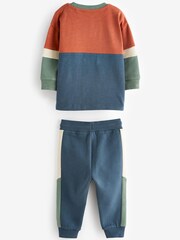 Rust/Navy Long Sleeve Cosy Colourblock T-Shirt and Joggers Set (3mths-7yrs) - Image 7 of 8