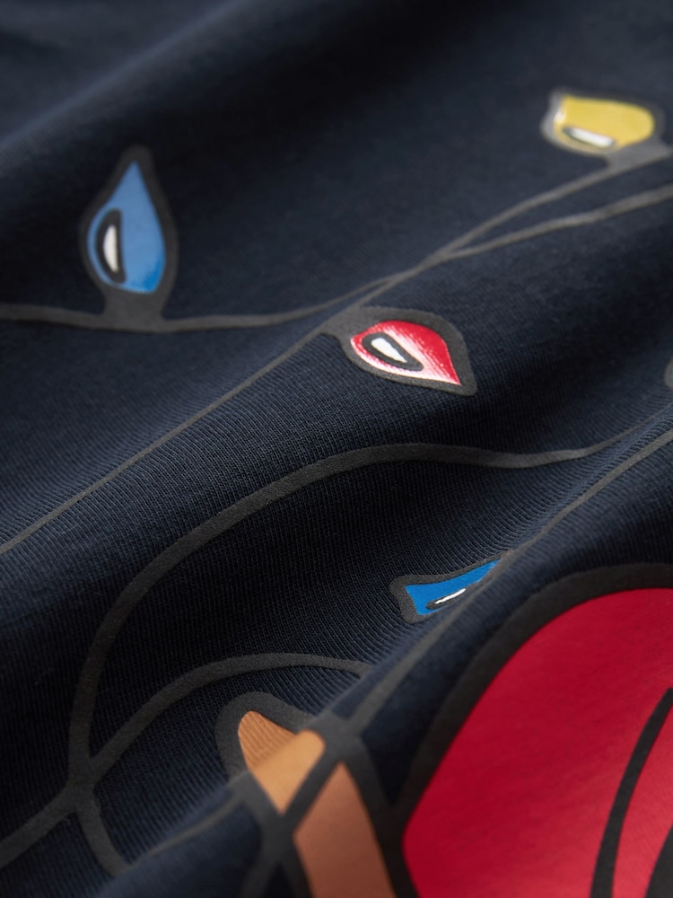 Navy Blue Reindeer Print Christmas T-Shirt - Image 7 of 7