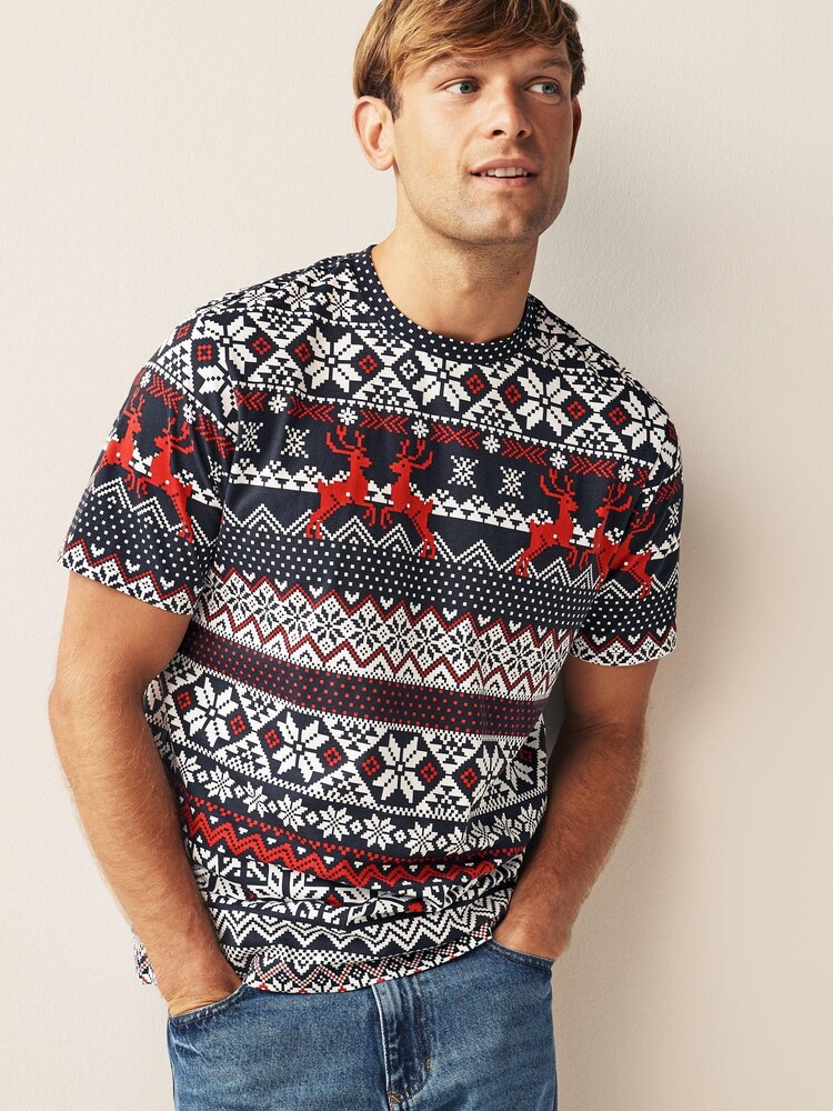 Navy Blue Fairisle - Koszulka ze świątecznym nadrukiem - Image 4 of 7