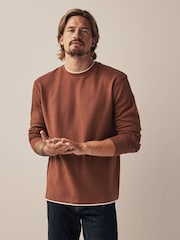 Burgundy Red Long Sleeve Mock Layer T-Shirt - Image 1 of 8