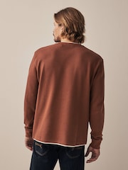 Burgundy Red Long Sleeve Mock Layer T-Shirt - Image 3 of 8