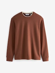 Burgundy Red Long Sleeve Mock Layer T-Shirt - Image 6 of 8