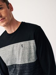 Black/Grey Marl Block Long Sleeve T-Shirt - Image 1 of 7