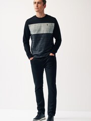 Black/Grey Marl Block Long Sleeve T-Shirt - Image 2 of 7