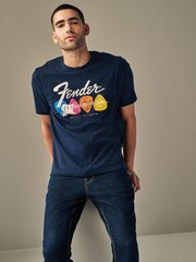Navy Fender Band Cotton T-Shirt - Image 1 of 7