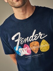Navy Fender Band Cotton T-Shirt - Image 4 of 7