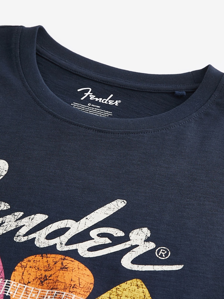 Navy Fender Band Cotton T-Shirt - Image 7 of 7