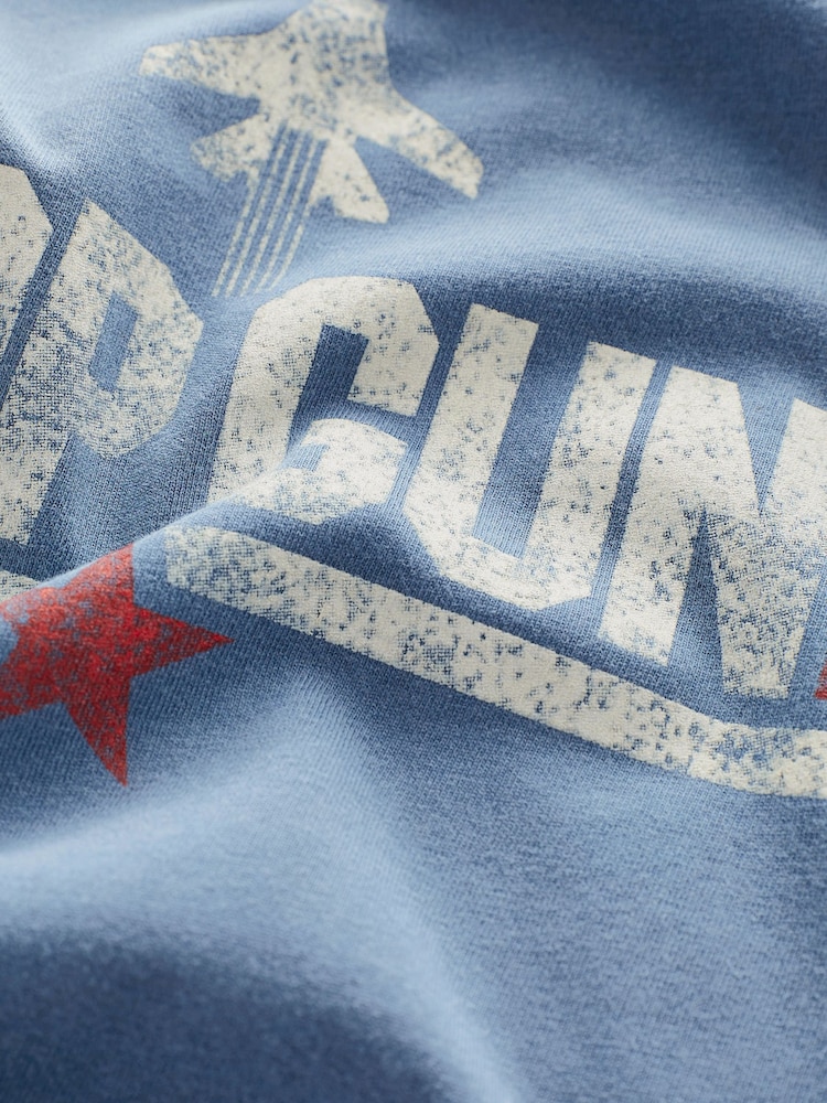Blue Regular Fit Regular Fit Top Gun License 100% Cotton T-Shirt - Image 8 of 8