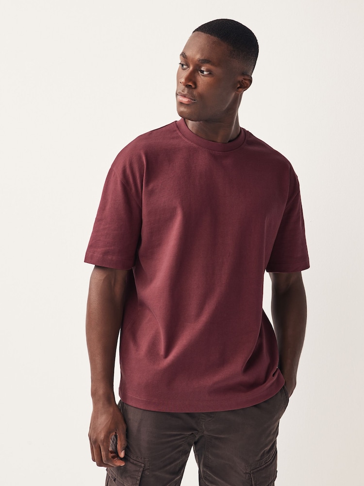 Dark Pink Relaxed Fit Heavyweight T-Shirt - Image 1 of 1 Dark Pink Relaxed Fit Heavyweight T-Shirt - Image 1 of 1