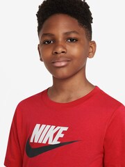 Nike Red/White 100% Cotton Futura Icon T-Shirt - Image 3 of 5