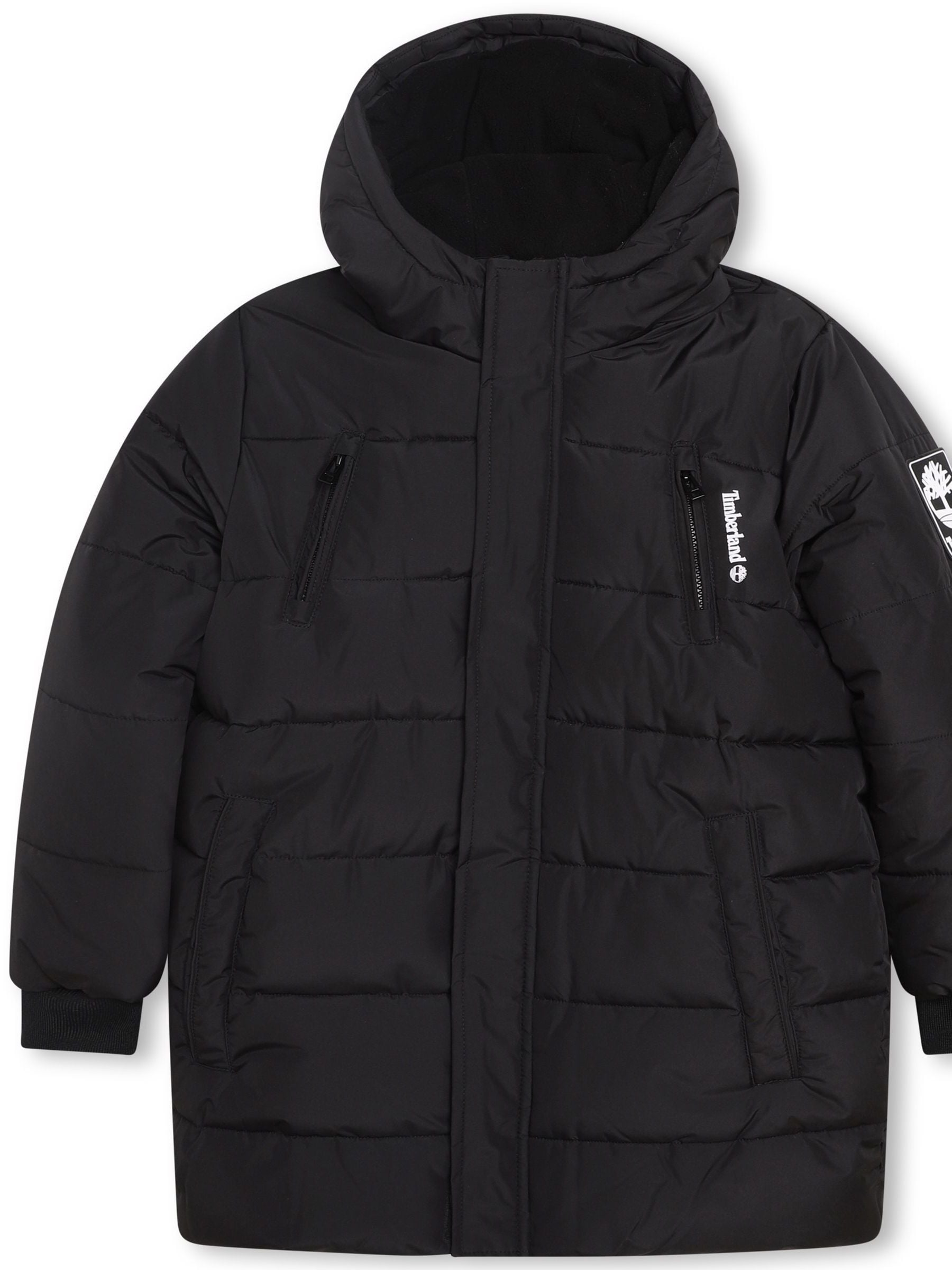 Buy Timberland Black Hooded Logo Parka Coat from Next Luxembourg