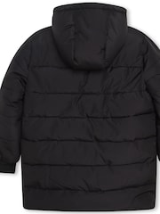 Timberland Black Hooded Logo Parka Coat - Image 4 of 5