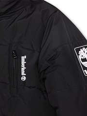 Timberland Black Hooded Logo Parka Coat - Image 5 of 5