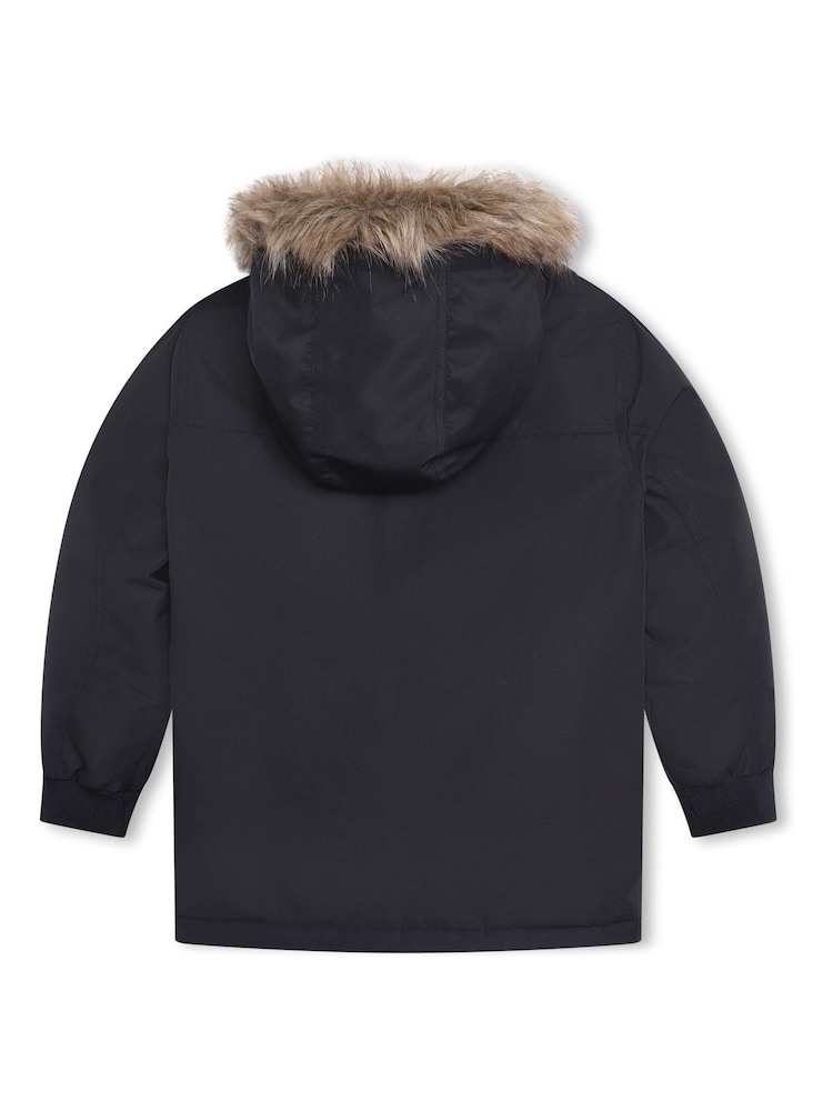 Timberland Navy Logo Hooded Parka Coat - Image 2 of 2