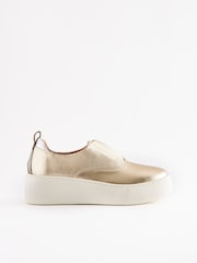 Gold Slip On Signature Forever Comfort® Leather Chunky Wedge Platform Trainers - Image 3 of 4