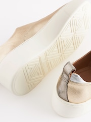 Gold Slip On Signature Forever Comfort® Leather Chunky Wedge Platform Trainers - Image 4 of 4