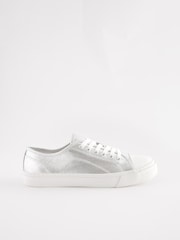 Silver Baseball Canvas Trainers - Image 4 of 7