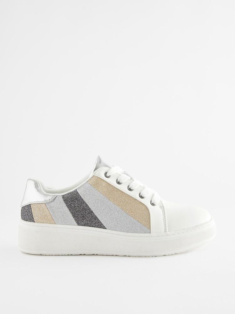 Metallic Forever Comfort® Lace Up Chunky Sole Trainers - Image 1 of 5