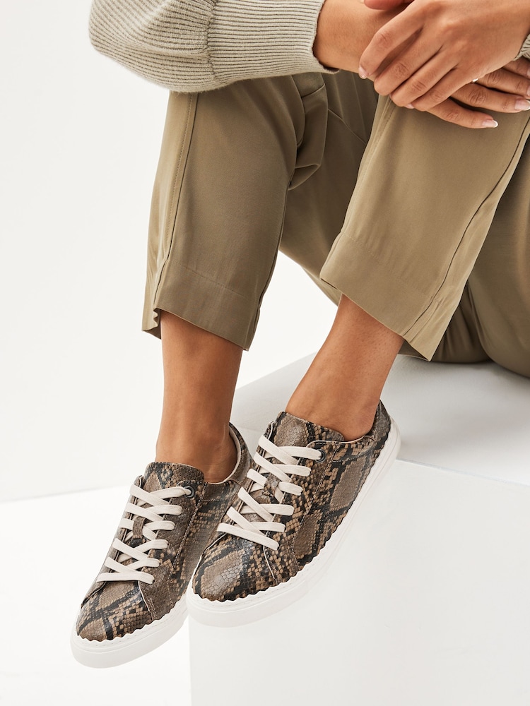 Brown Forever Comfort® Scallop Sole Detail Lace-Up Trainers - Image 1 of 7