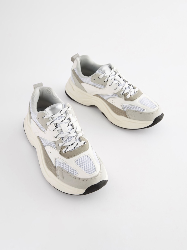 White Forever Comfort® Chunky Sole Lace Up Trainers - Image 2 of 9 White Forever Comfort® Chunky Sole Lace Up Trainers - Image 2 of 9