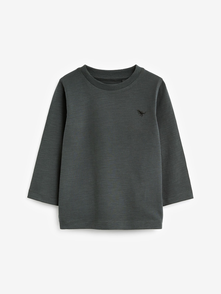 رمادي رمادي داكن - Long Sleeve Plain T-Shirt (3mths-7yrs) - صورة 1 من 2