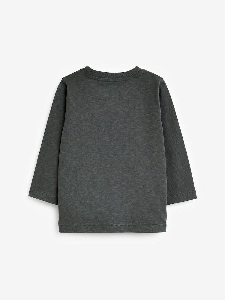رمادي رمادي داكن - Long Sleeve Plain T-Shirt (3mths-7yrs) - صورة 2 من 2