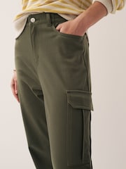 Khaki Green Jersey Denim Cargo Joggers - Image 4 of 6