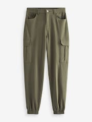 Khaki Green Jersey Denim Cargo Joggers - Image 5 of 6