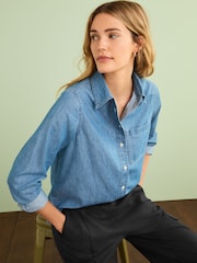 Mid Blue 100% Cotton Denim Shirt - Image 1 of 7