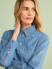 Mid Blue 100% Cotton Denim Shirt - Image 5 of 7