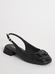 Simply Be Black Snaffle Trim Slingback Shoes in Extra Wide Fit - Image 2 of 3