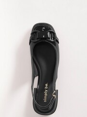 Simply Be Black Snaffle Trim Slingback Shoes in Extra Wide Fit - Image 3 of 3