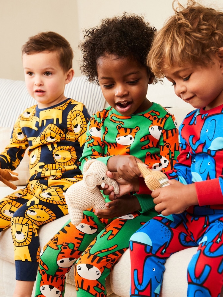 Bright Animal Print Snuggle Pyjamas 3 Pack (9mths-8yrs) - Image 1 of 3