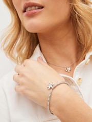 Silver Tone Bee Charm Beady Stretch Bracelet - Image 2 of 5