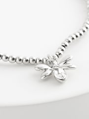 Silver Tone Bee Charm Beady Stretch Bracelet - Image 5 of 5
