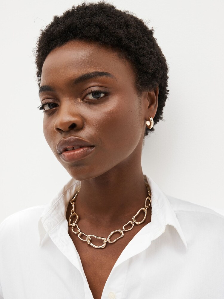 Gold Tone Organic Shaped Necklace Made With Recycled Metals - Image 1 of 3