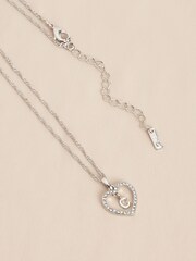 Silver Tone Sparkle Heart Initial Necklace - Image 11 of 11